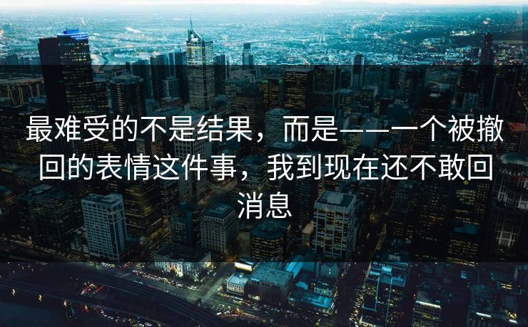 最难受的不是结果，而是——一个被撤回的表情这件事，我到现在还不敢回消息