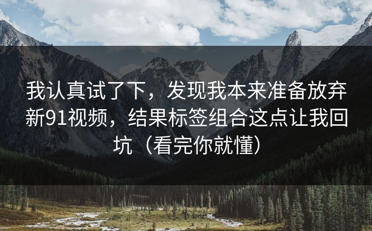 我认真试了下，发现我本来准备放弃新91视频，结果标签组合这点让我回坑（看完你就懂）